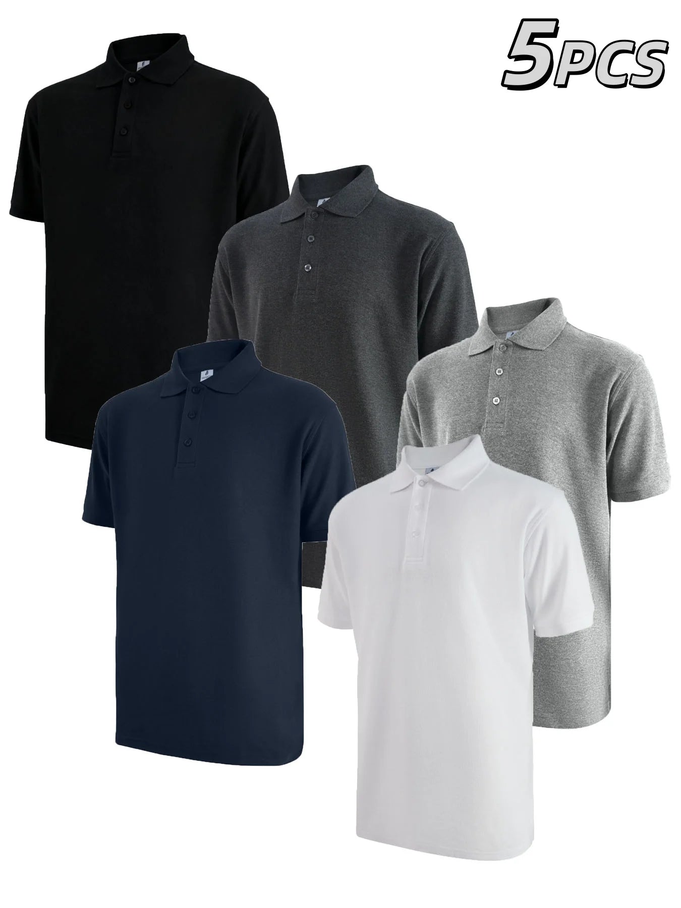 5 Pack Mens Golf Shirt Short Sleeve