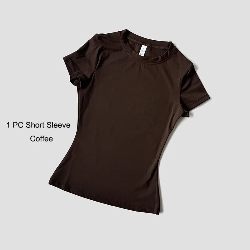 Legging Crop Top Short Sleeves Sports Suit