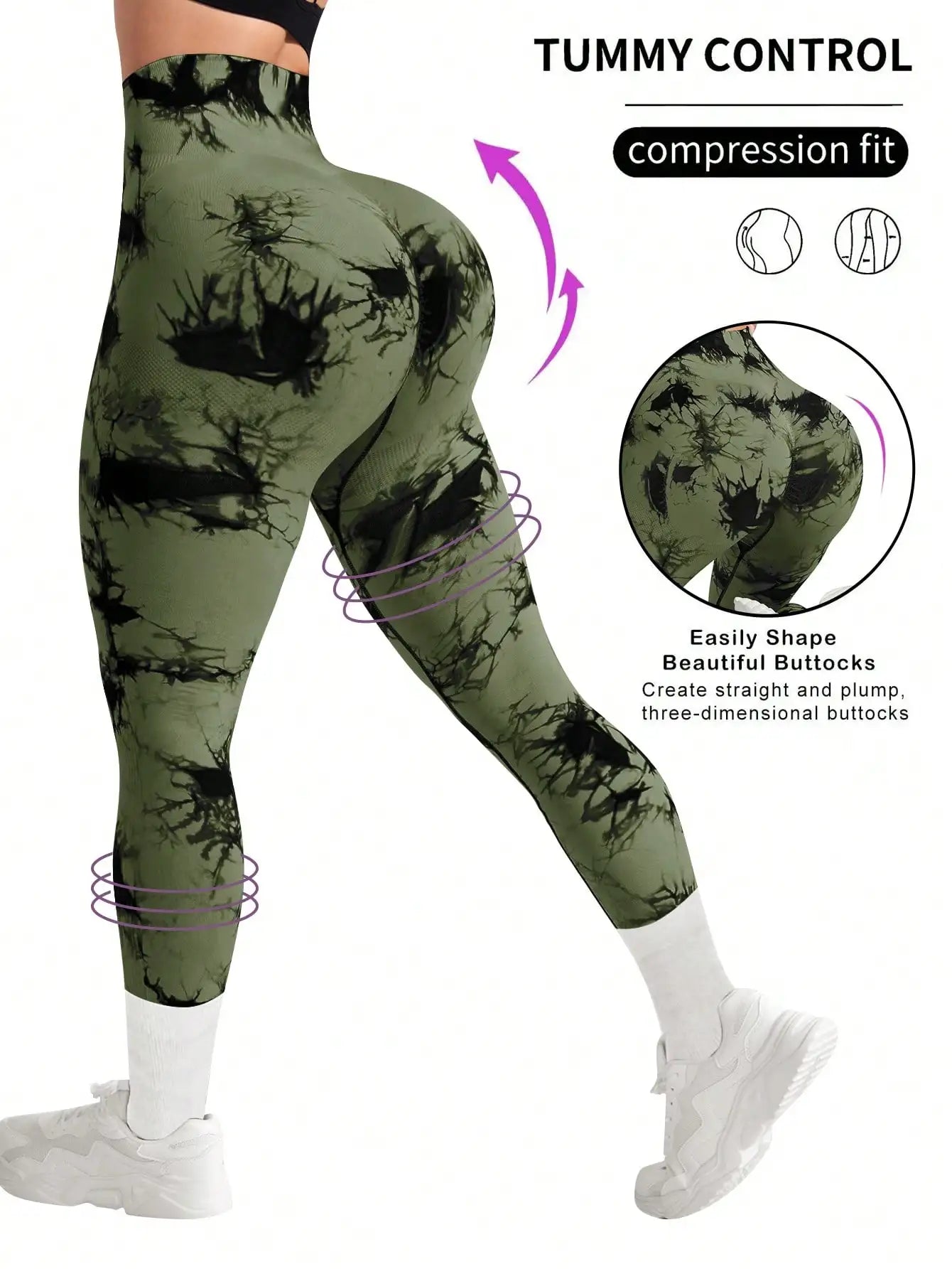 High Waist Tie Dye Compression Leggings Women