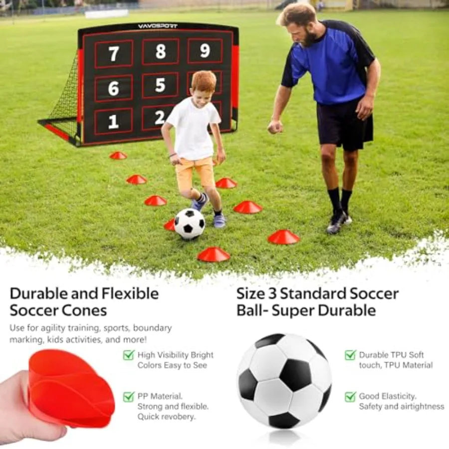 6×4ft Portable Soccer Goal and Ball, Cones