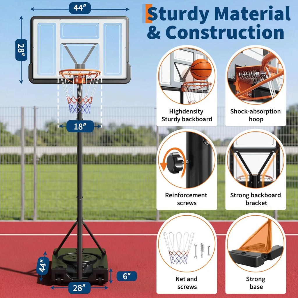 44 Inch Portable Basketball Hoop