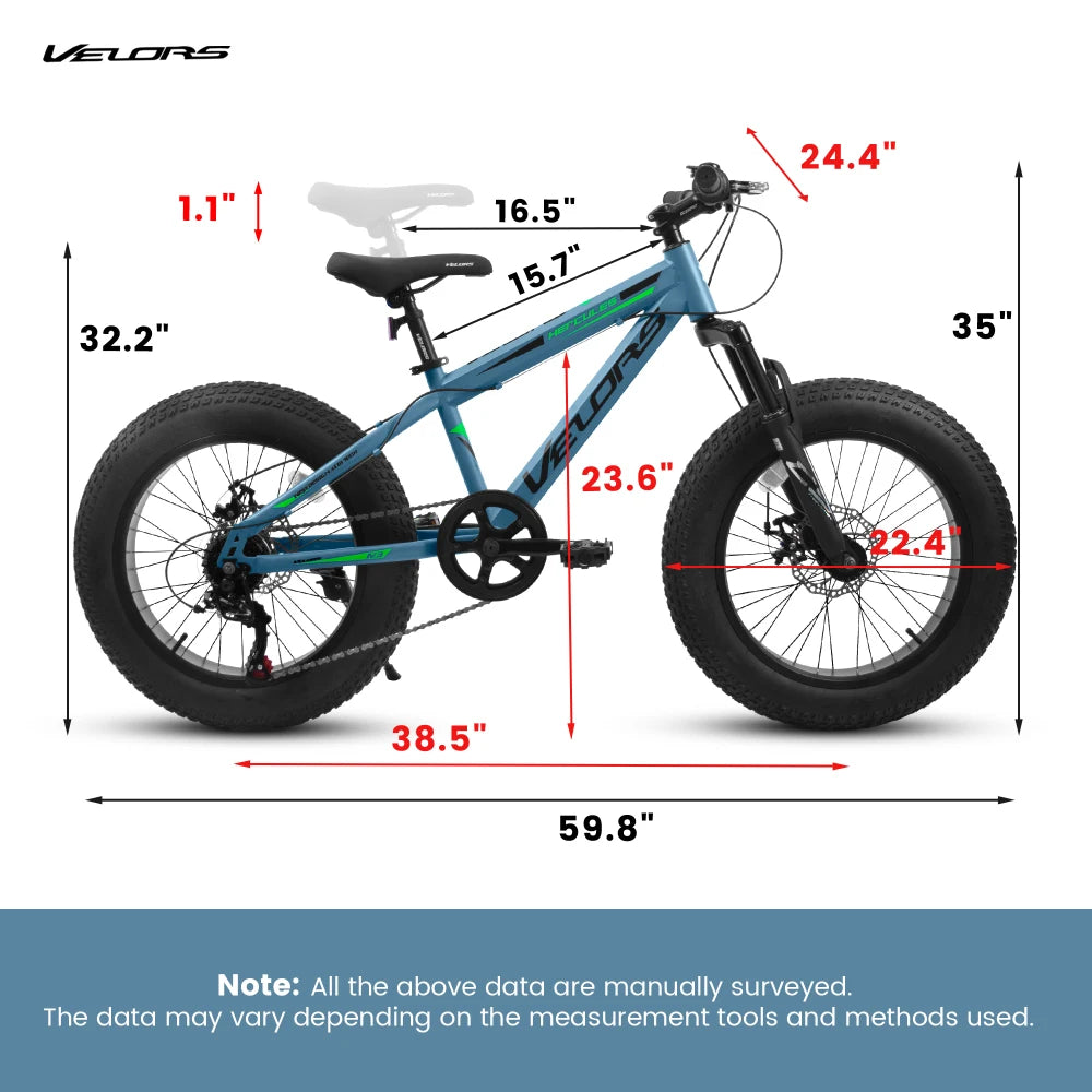 20 Inch Fat Tire Bike Adult 7 Speed