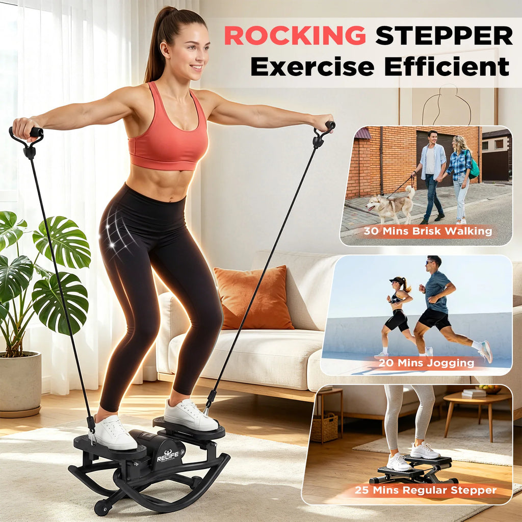 3D Lateral Rocking Stepper with Resistance Bands