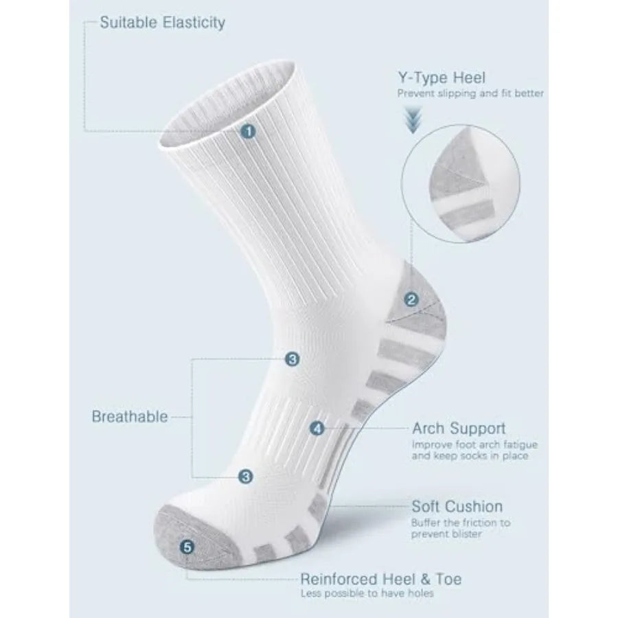 6 Pairs Athletic Calf Socks