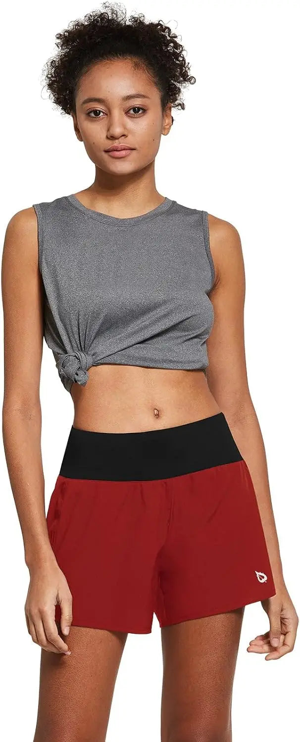 Women High Waist Solid 5" Workout Shorts