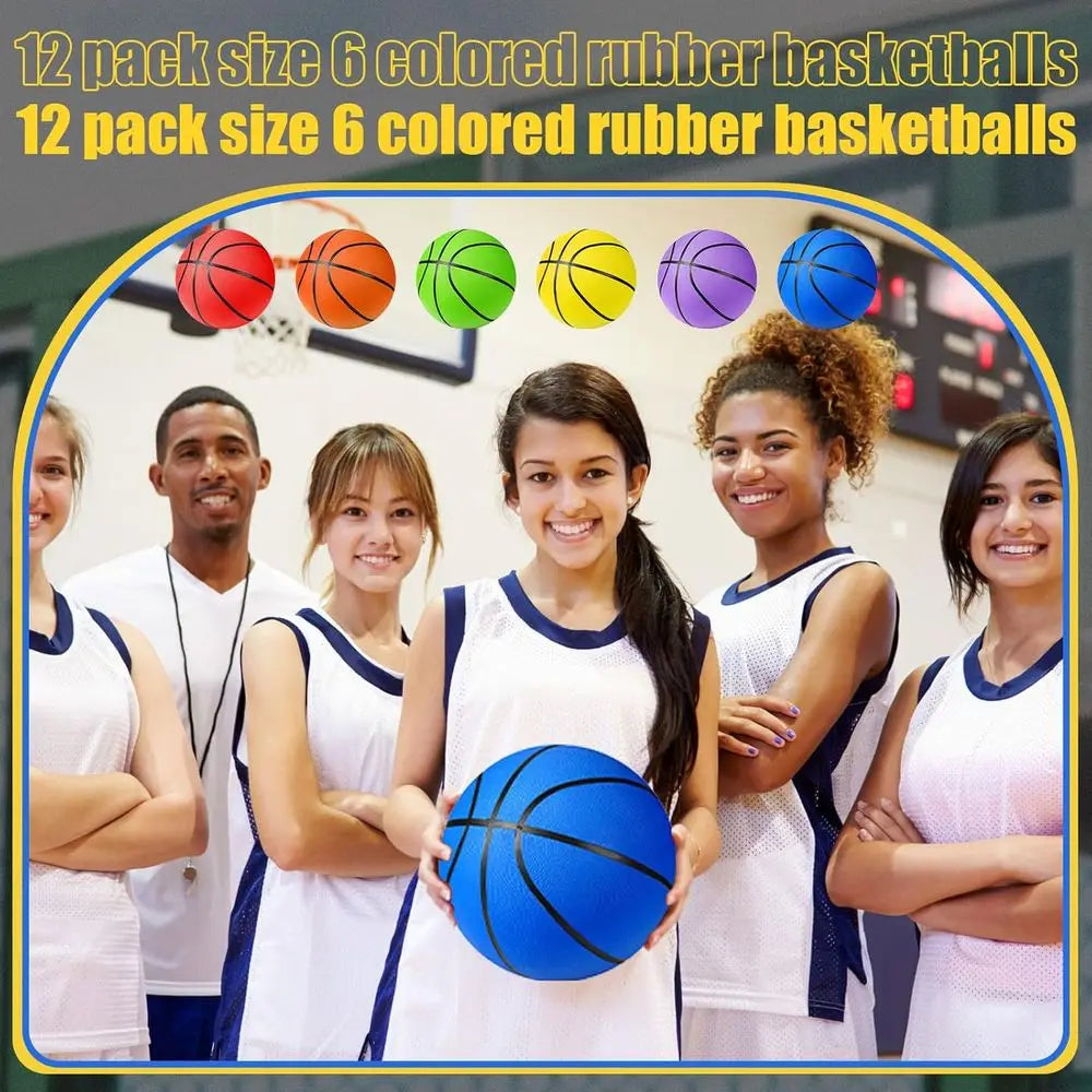 12 Pack Standard Size Rubber Basketballs