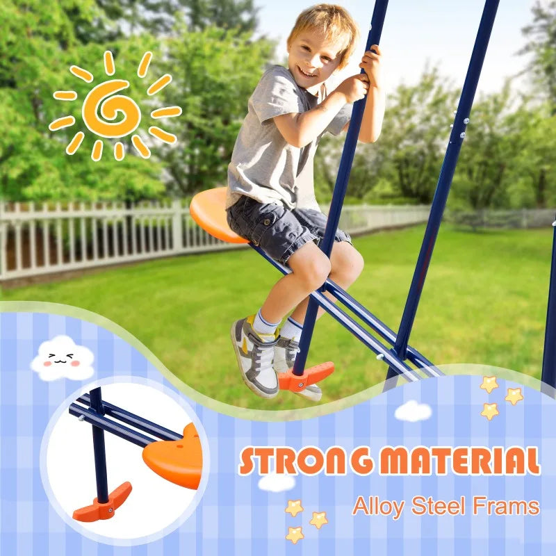 Metal Play Swing Set W/ 2 Seats