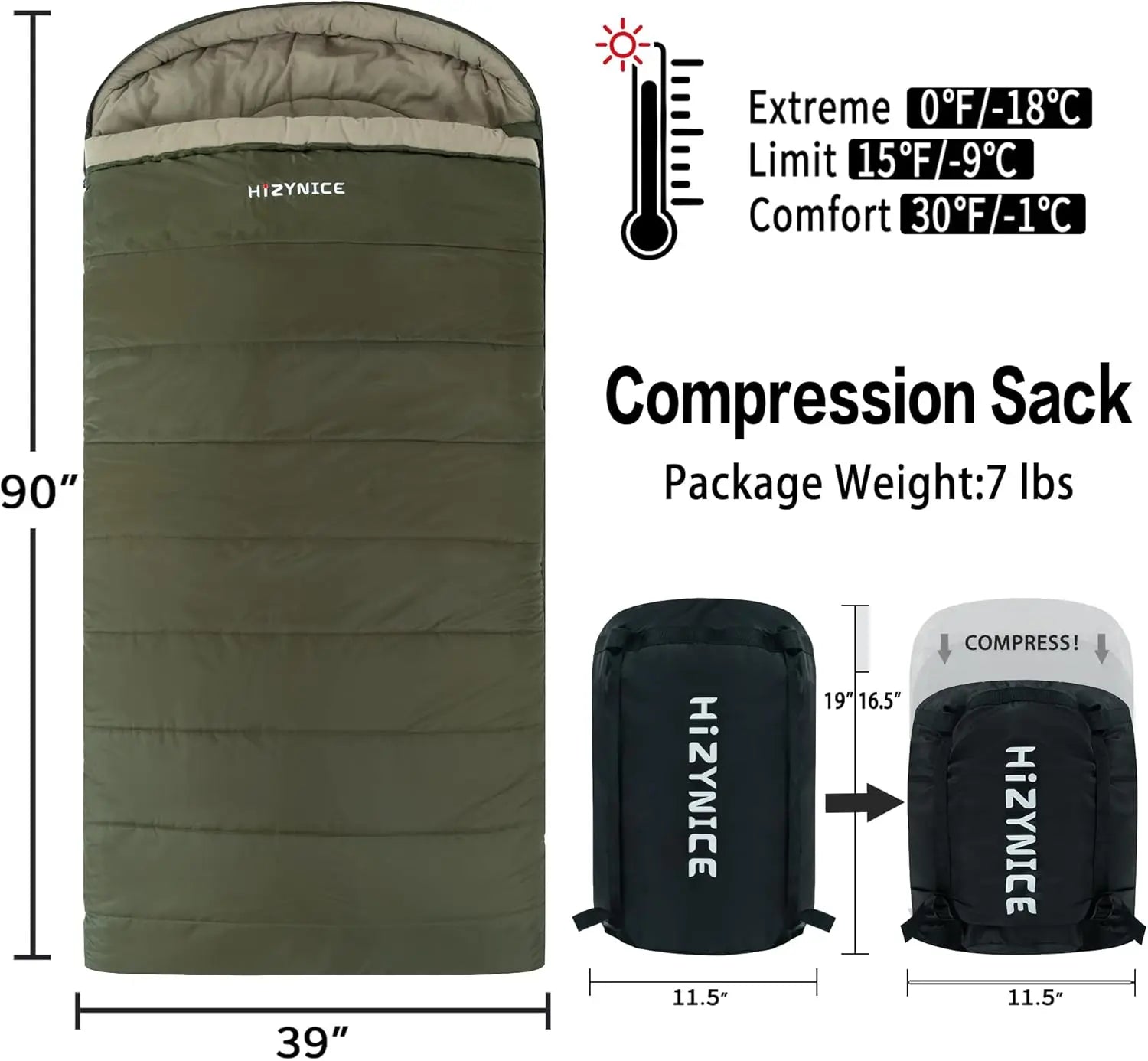 Cold Weather XXL Sleeping Bag