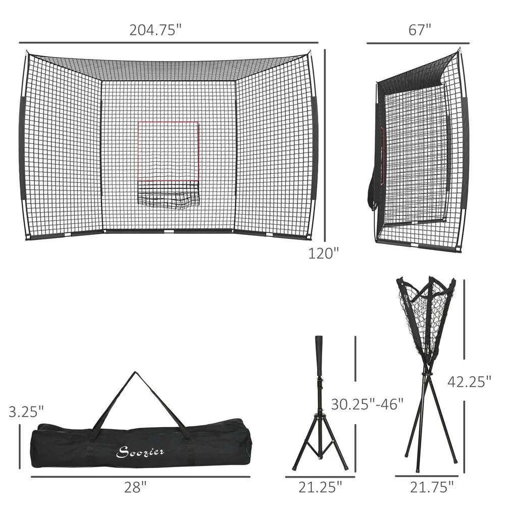 Softball and Baseball Net Set w/ Tee