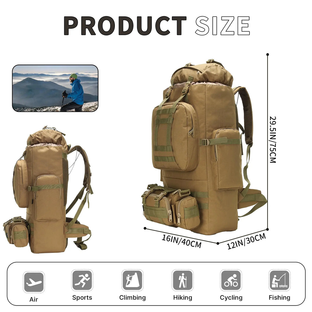 100L Hiking Backpack With Molle System