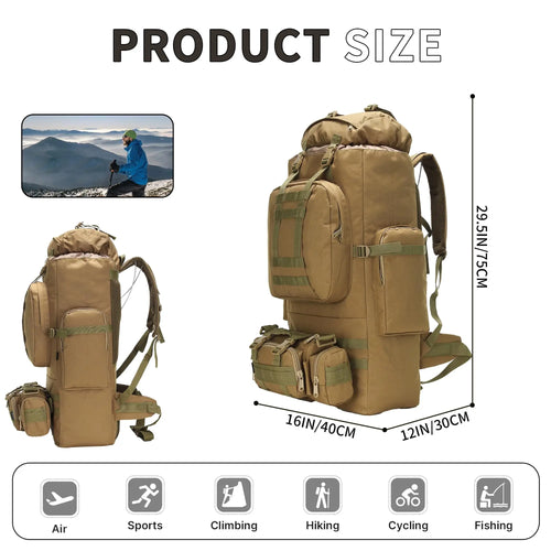 100L Hiking Backpack With Molle System