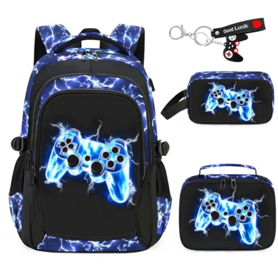 4pcs Baseball Boys Backpack with Lunch Box Set