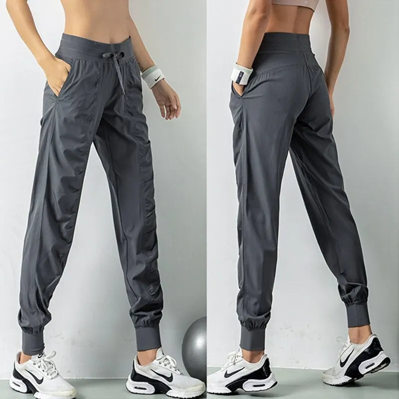 Womens Fabric Drawstring Running Sport Joggers