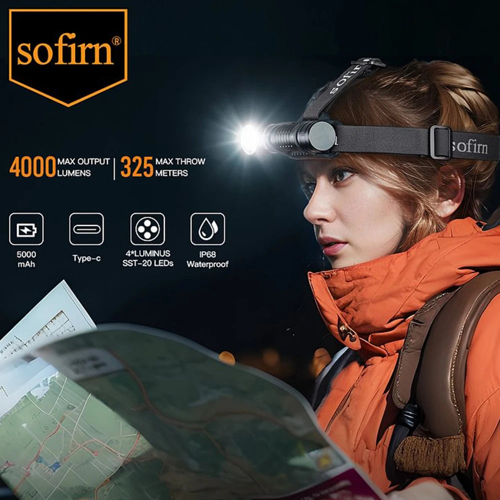 Headlamp 4000lm 21700 USB C Rechargeable