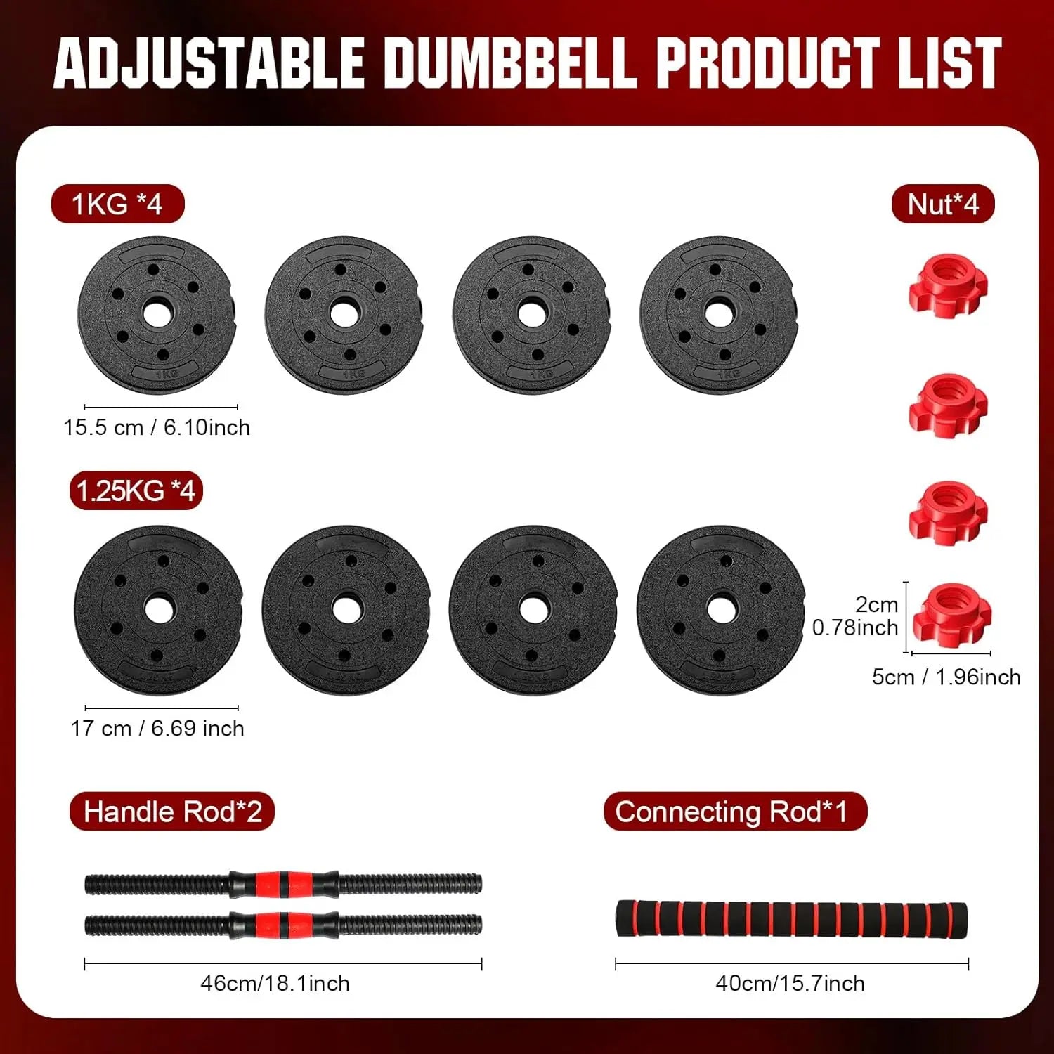 22lb 2-in-1 Adjustable Dumbbell & Barbell Set