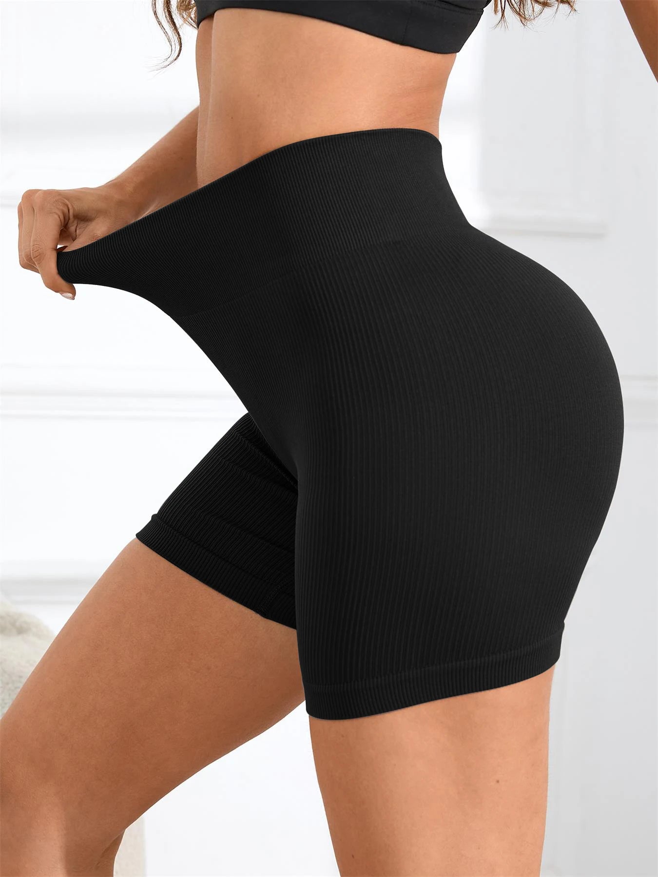 Women's Solid High Waist Sports Shorts