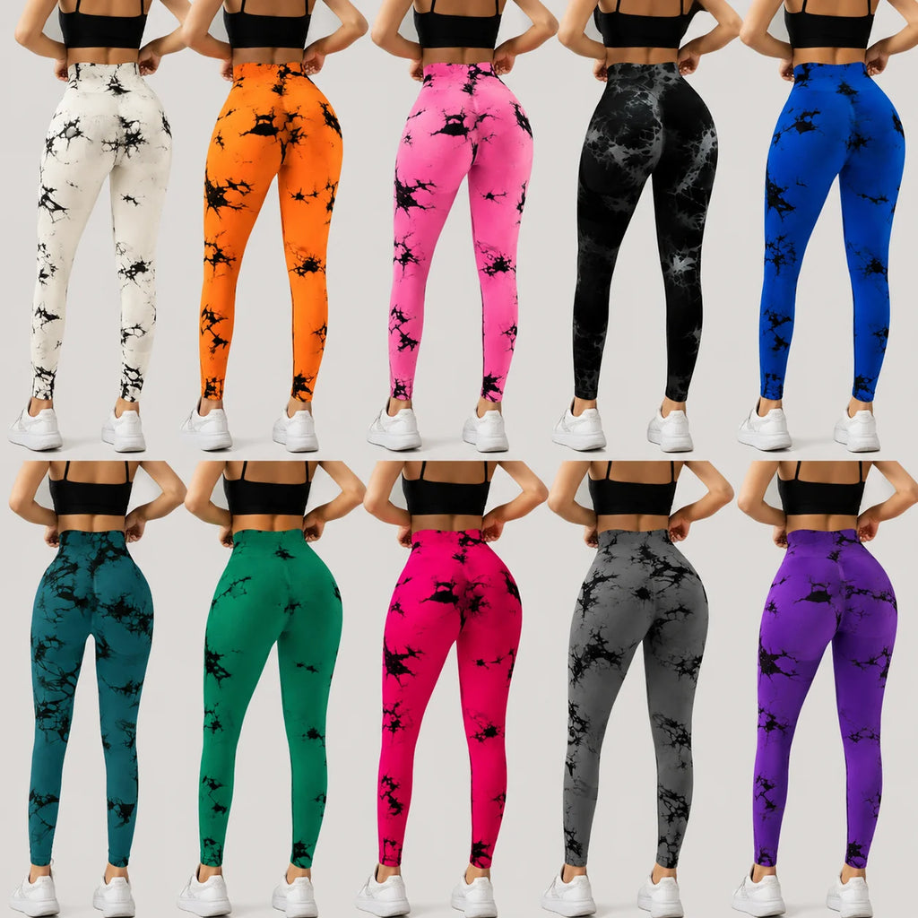Bright Tie-Dye High-Waist Yoga Pants