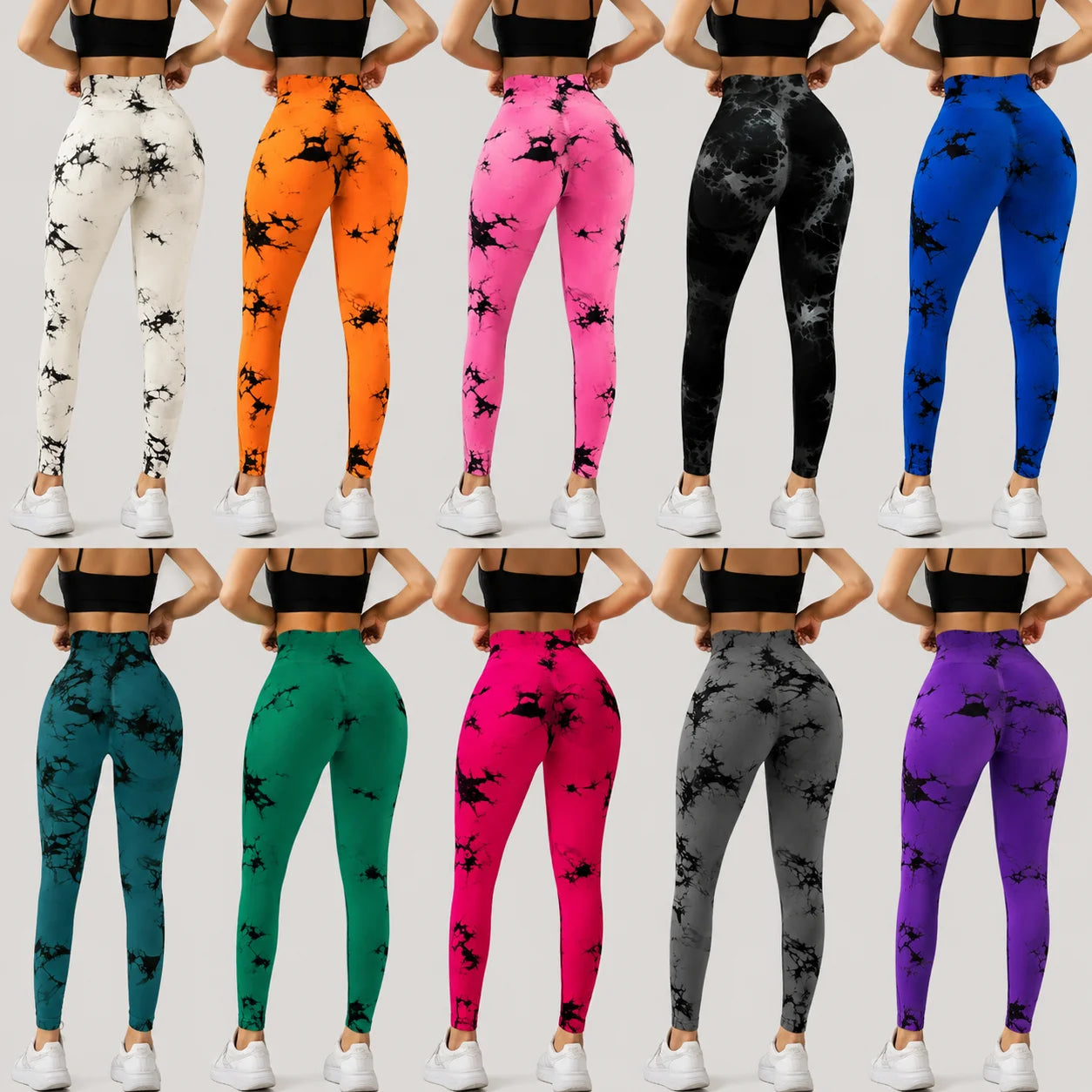Bright Tie-Dye High-Waist Yoga Pants
