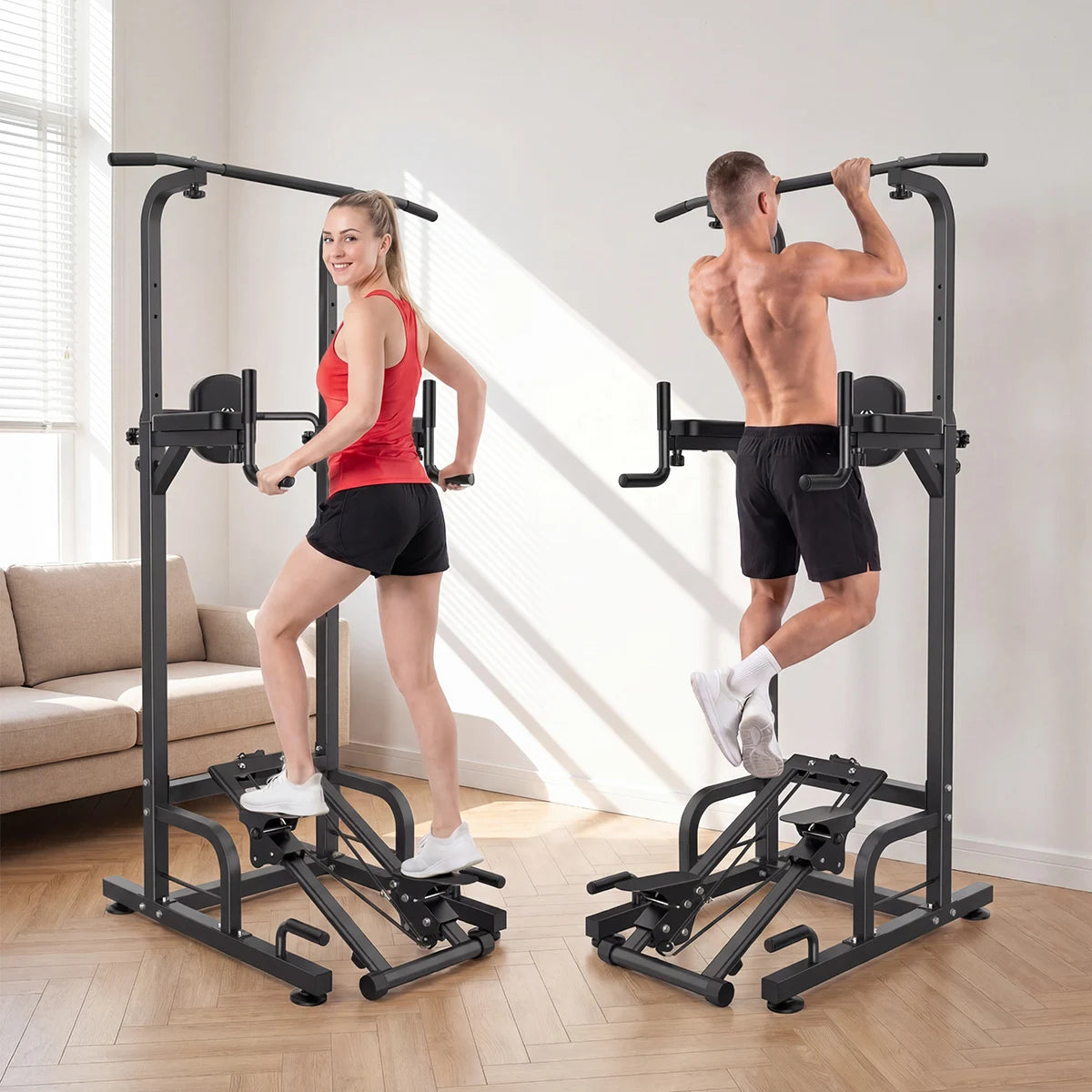Free Standing Pull Up Bar with Stepper Machine