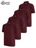 4 Pack Solid Color Mens Golf Shirt Short Sleeve