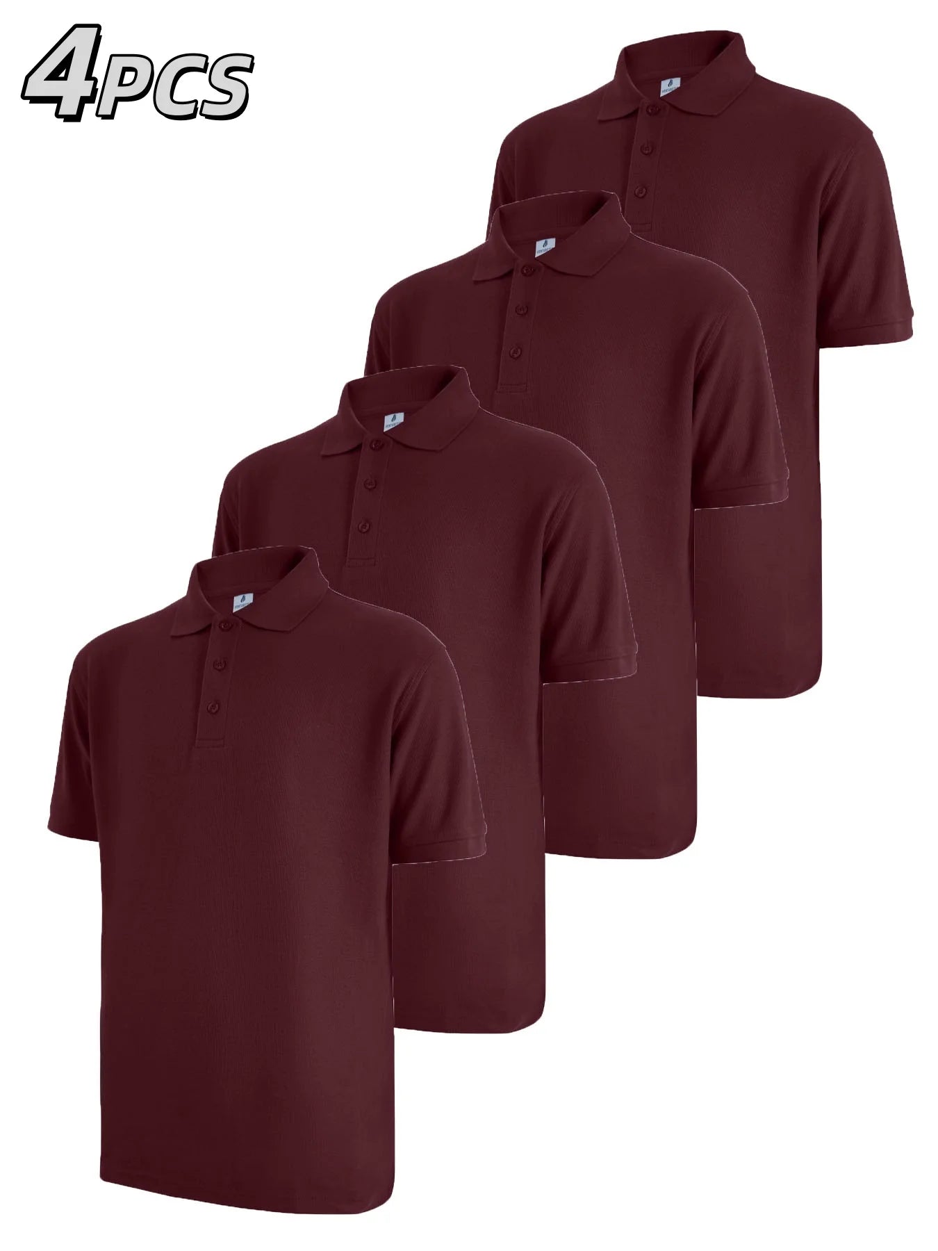 4 Pack Solid Color Mens Golf Shirt Short Sleeve