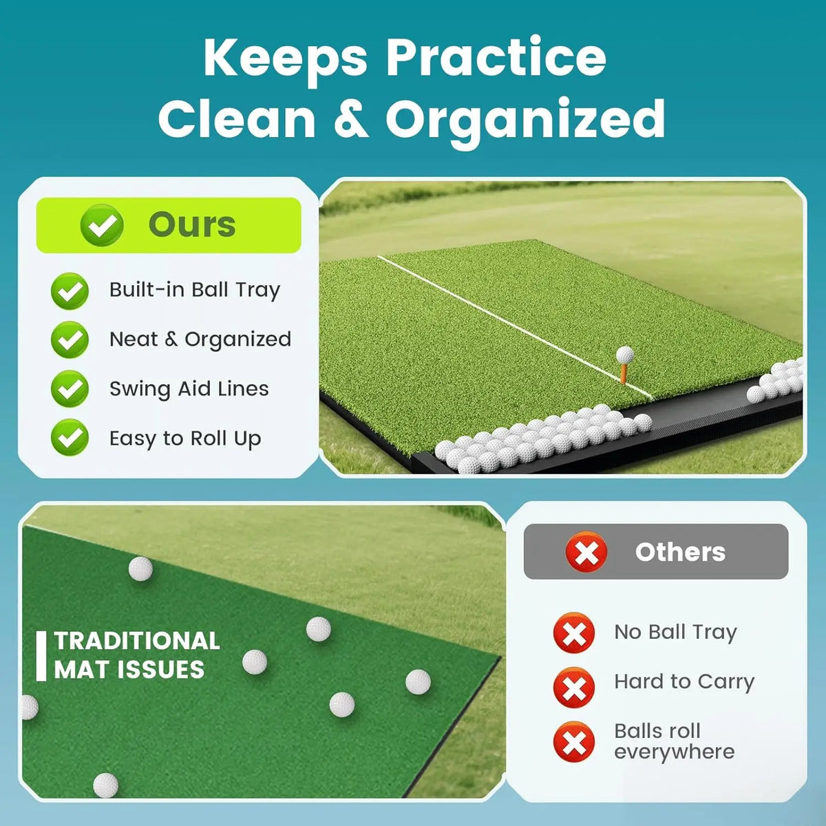 Hitting Mat with Ball Tray, 5x4 / 6x4 ft