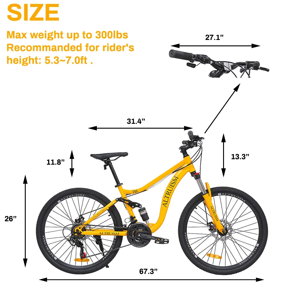 26 Inch Full Suspension Mountain Bike