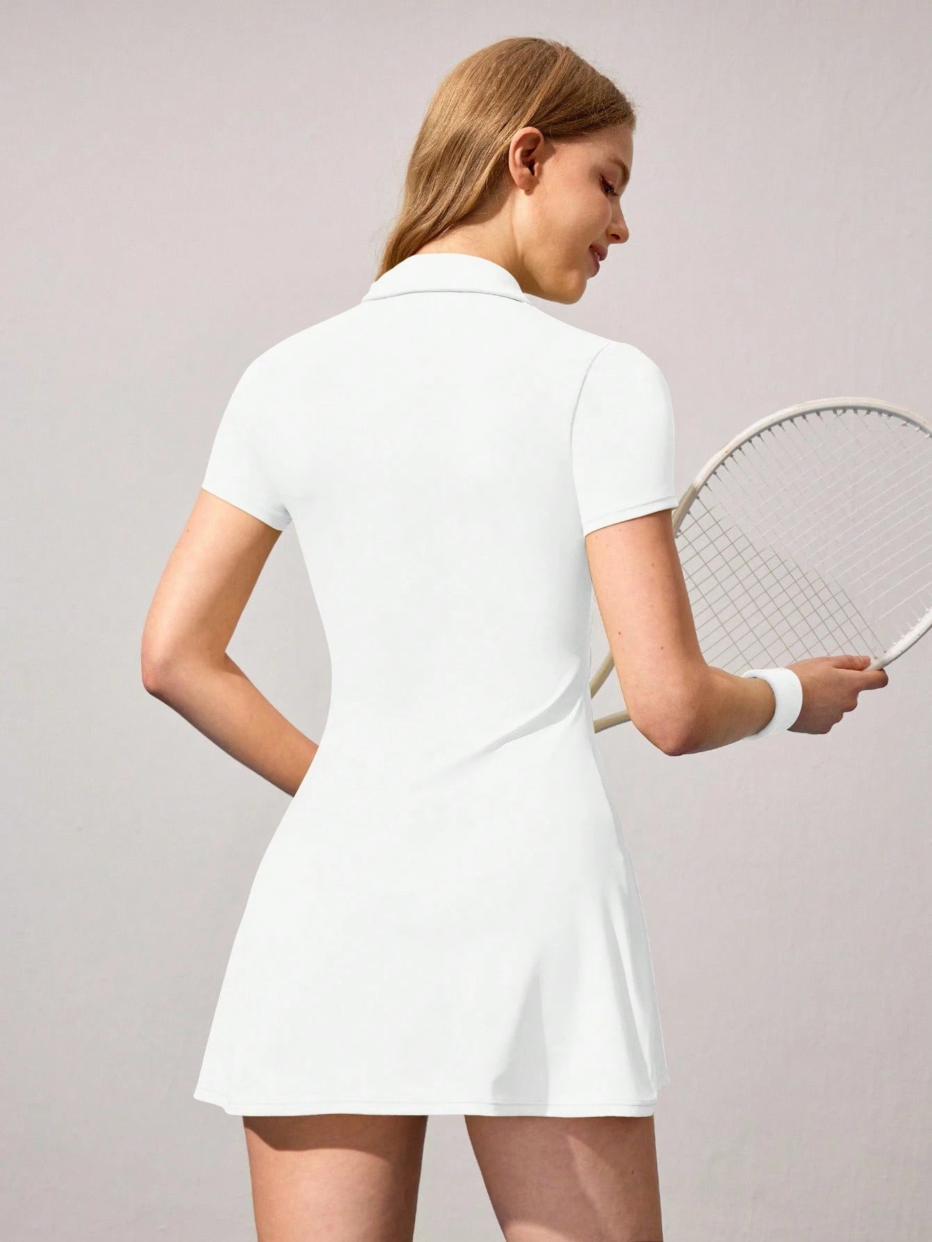 Women's Short Sleeve Tennis Dress with Collar