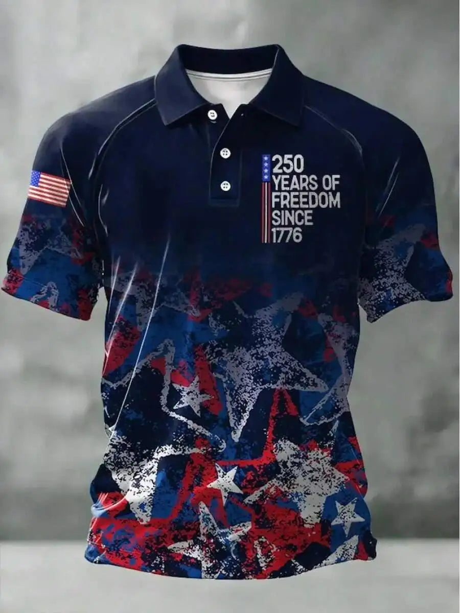 250 Years Of Freedom Patriotic Golf Shirt