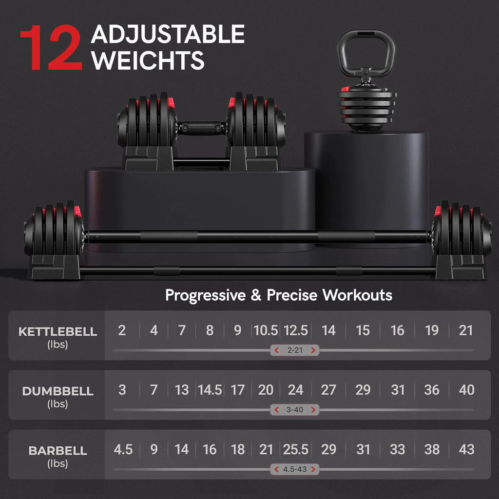 12 Free Weight Set with Connector