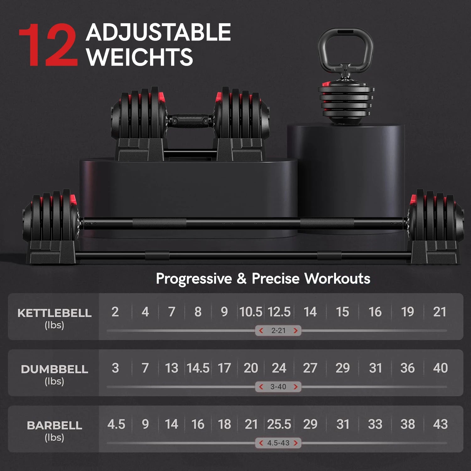 12 Free Weight Set with Connector