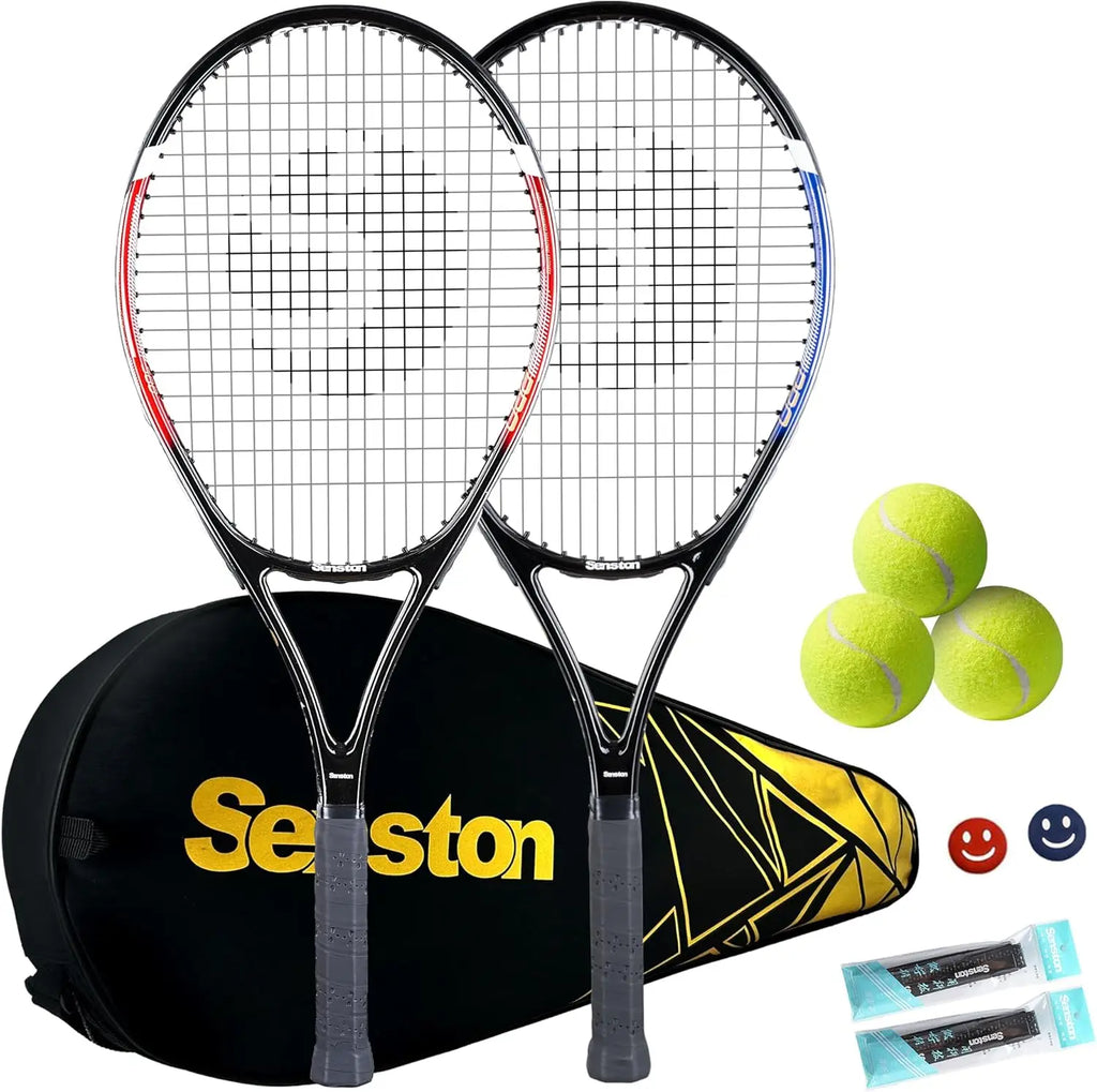 Tennis Rackets for Adults 27 inch Tennis Racquets - 2 Player Tennis Racket Set with 3balls,2 Grips, 2 Vibration Dampers