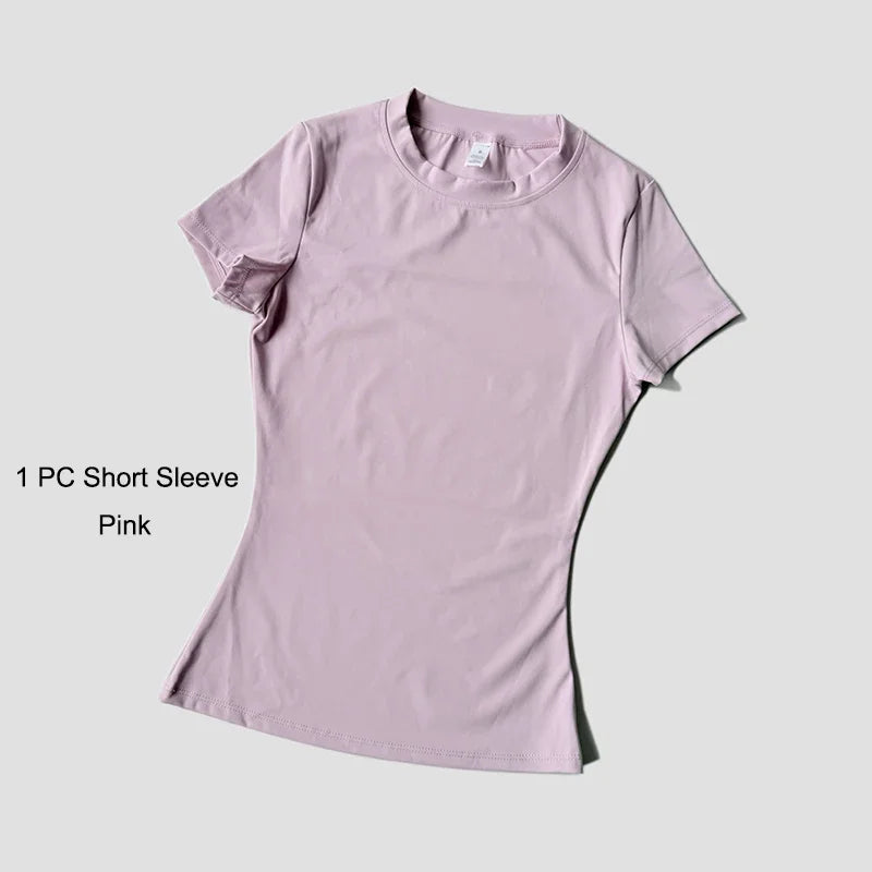 Legging Crop Top Short Sleeves Sports Suit