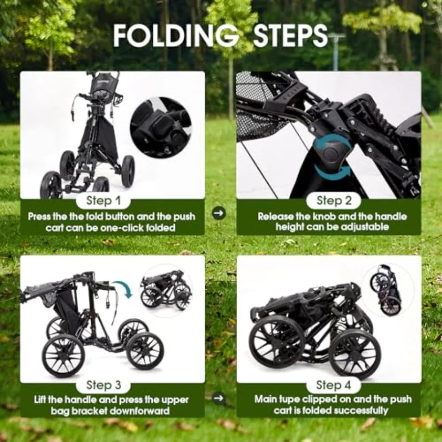 Golf Push Cart 4-Wheels, Folding