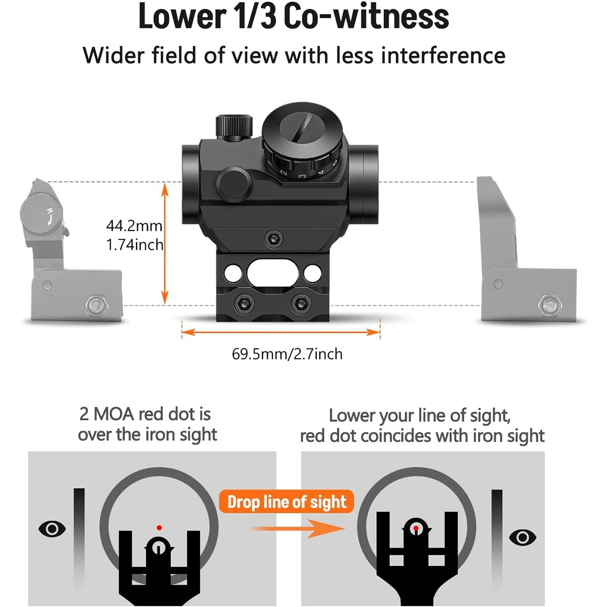 2MOA Red Dot Sight 1x25mm Reflex Sight